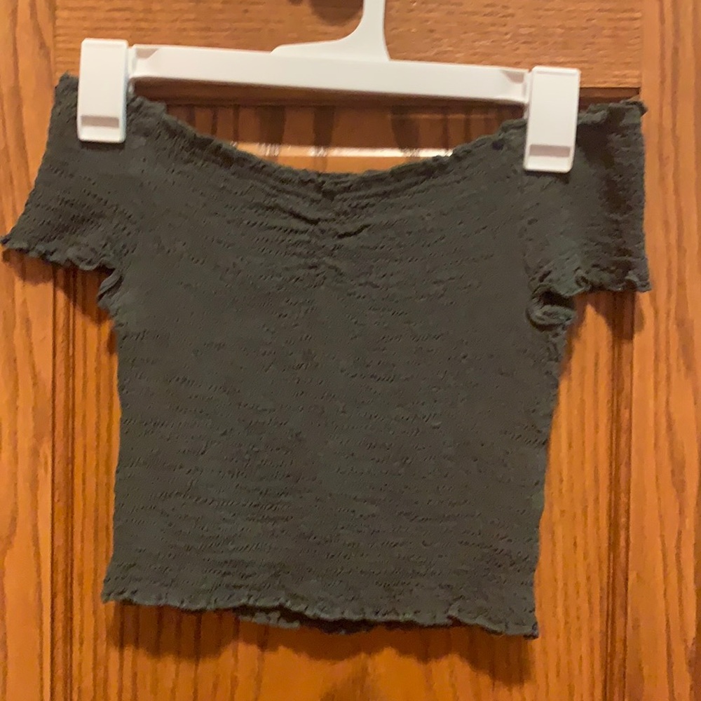 Green off shoulder top